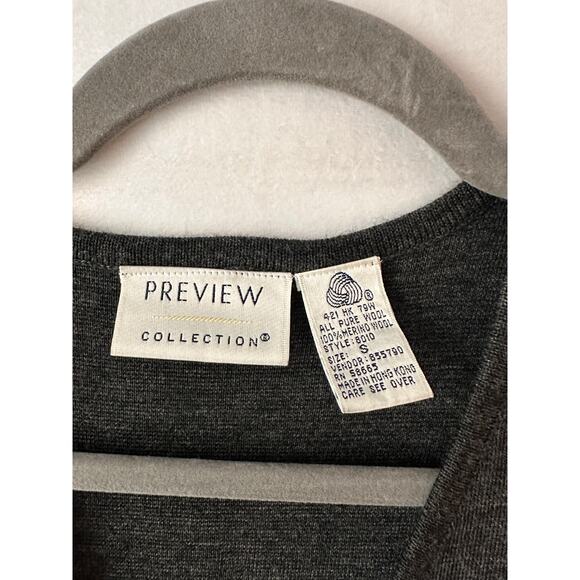 Vintage Preview Collection 100% Merino Wool Long Line Sweater Vest Gray Small - Picture 2 of 4